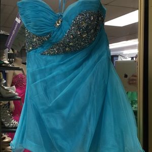 NWT precious formals short dress size 8 blue